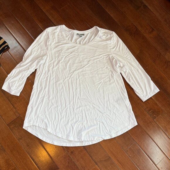 JM Collection Women’s White Long Sleeve Scoop Neck Top, size Large - Picture 2 of 11